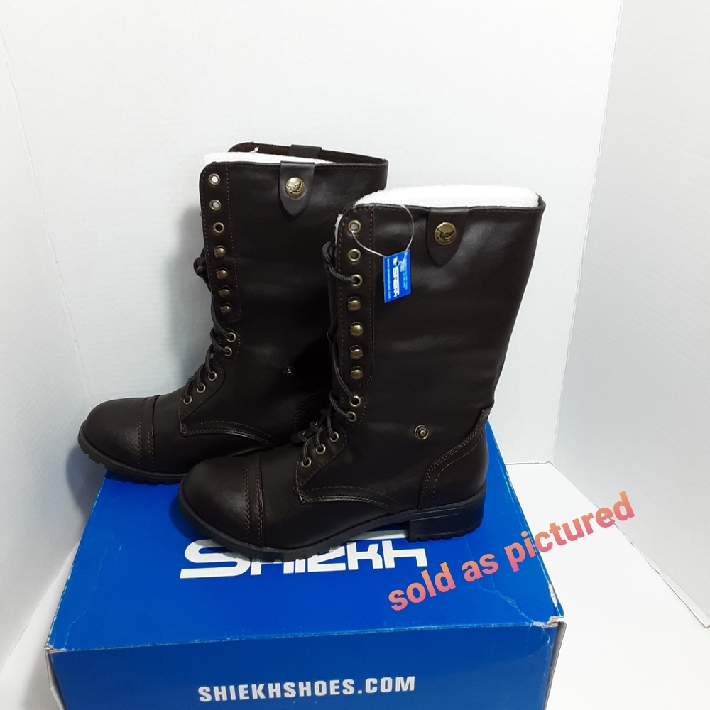 SHIEKH WOMENS ORALEE FOLD-DOWN COMBAT BOOT NWB